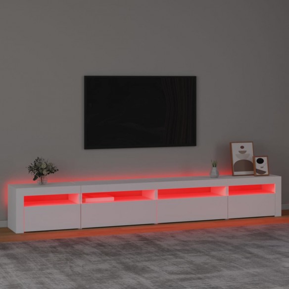 Meuble TV avec lumières LED Blanc 270x35x40 cm