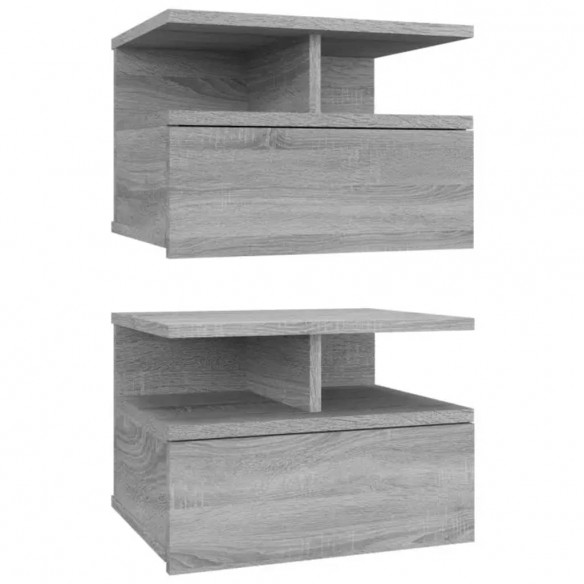 Tables de chevet flottantes 2 pcs Sonoma gris 40x31x27 cm