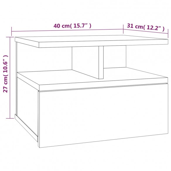 Tables de chevet flottantes 2 pcs Sonoma gris 40x31x27 cm