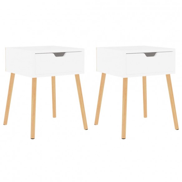 Tables de chevet 2 pcs Blanc brillant 40x40x56 cm Aggloméré