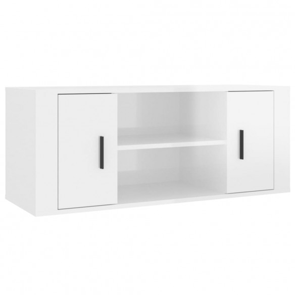 Meuble TV Blanc brillant 100x35x40 cm Bois d'ingénierie