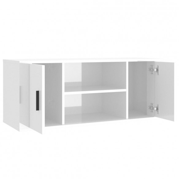 Meuble TV Blanc brillant 100x35x40 cm Bois d'ingénierie