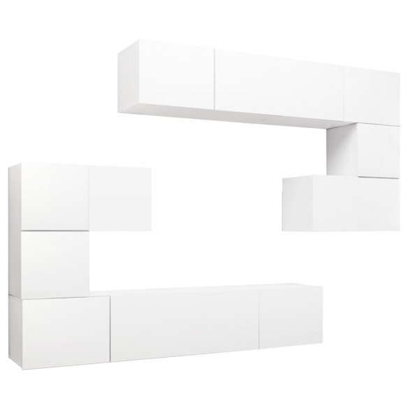 Ensemble de meuble TV 8 pcs Blanc Aggloméré