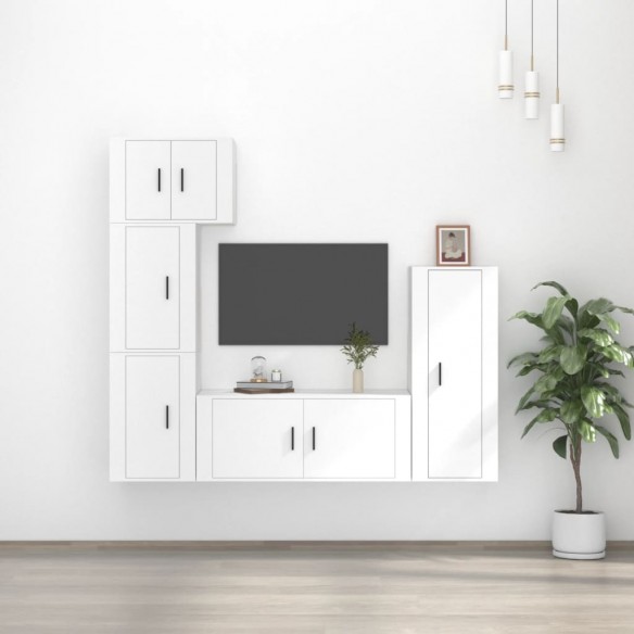 Ensemble de meubles TV 5 pcs Blanc Bois d'ingénierie