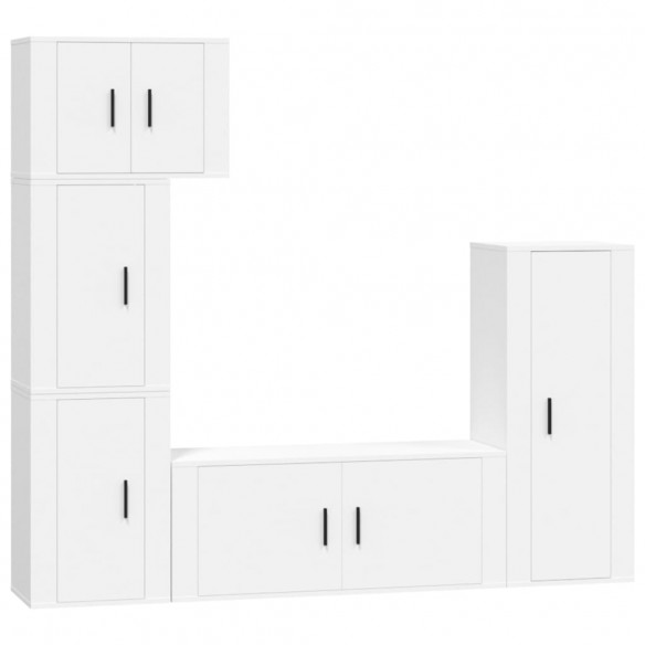 Ensemble de meubles TV 5 pcs Blanc Bois d'ingénierie