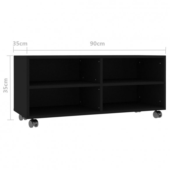 Meuble TV avec roulettes Noir 90x35x35 cm Bois d'ingénierie