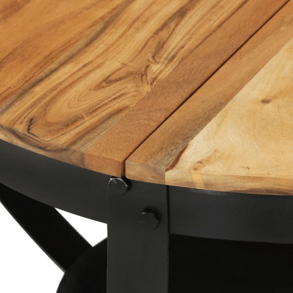 Table basse Ø 68x43 cm bois massif acacia et fer