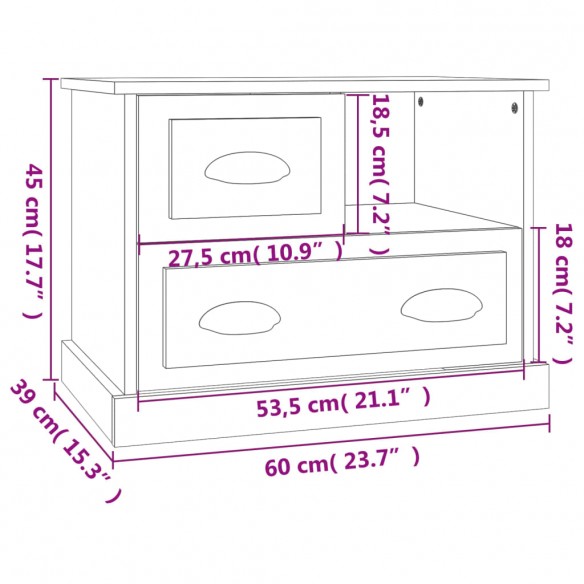 Table de chevet chêne sonoma 60x39x45 cm