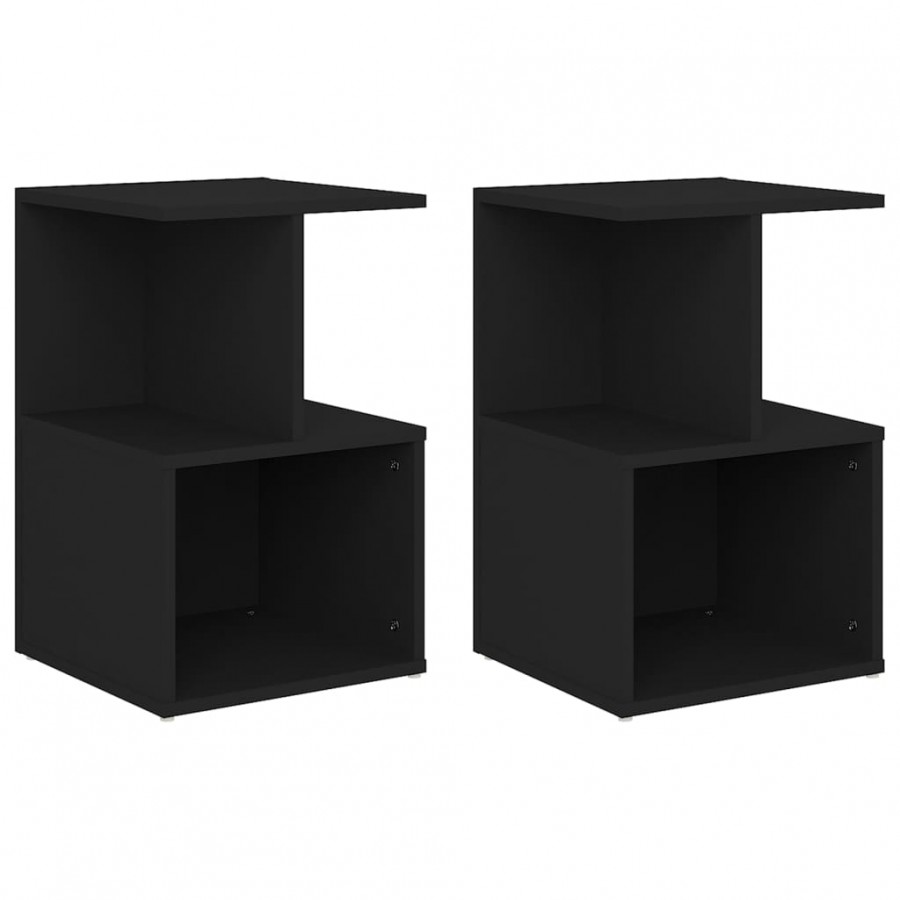 Tables de chevet 2 pcs Noir 35x35x55 cm Aggloméré