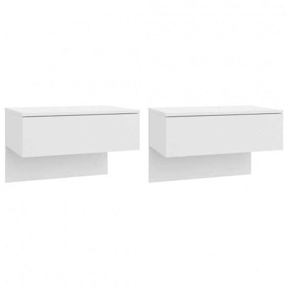 Tables de chevet murales 2 pcs Blanc brillant