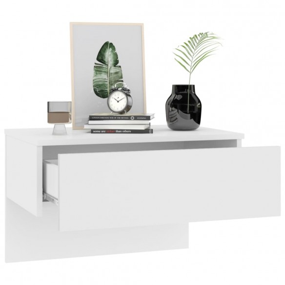 Tables de chevet murales 2 pcs Blanc brillant