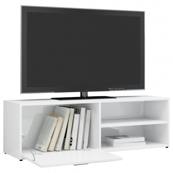 Meuble TV Blanc brillant 120x34x37 cm Aggloméré