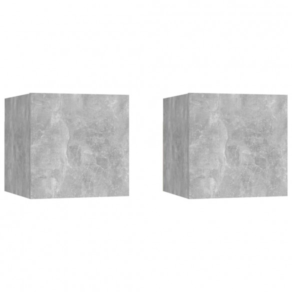 Tables de chevet 2 pcs Gris béton 30,5x30x30 cm Aggloméré