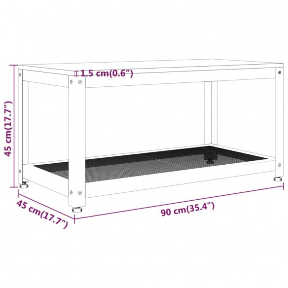 Table basse Marron clair et noir 90x45x45 cm MDF et fer