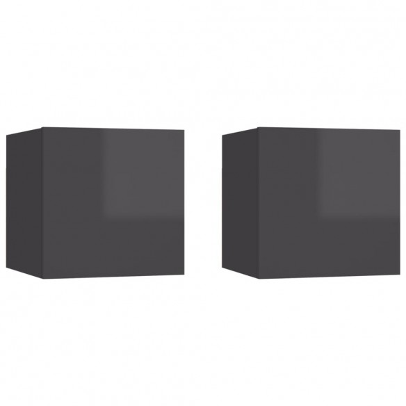 Meubles TV muraux 2 pcs Gris brillant 30,5x30x30 cm