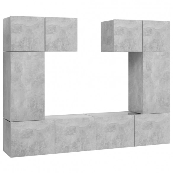 Ensemble de meuble TV 6 pcs Gris béton Aggloméré