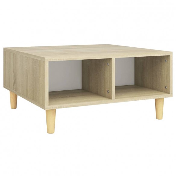 Table basse Blanc et chêne sonoma 60x60x30 cm Aggloméré