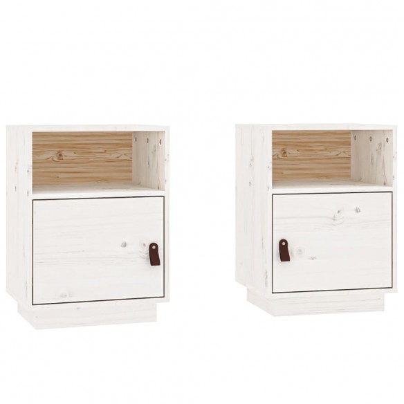 Tables de chevet 2 pcs Blanc 40x34x55 cm Bois de pin massif