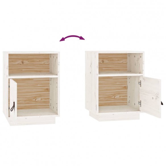 Tables de chevet 2 pcs Blanc 40x34x55 cm Bois de pin massif