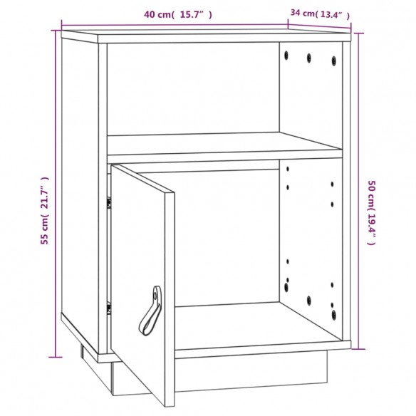 Tables de chevet 2 pcs Blanc 40x34x55 cm Bois de pin massif