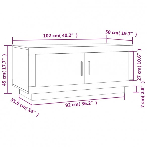 Table basse Noir 102x50x45 cm Bois d'ingénierie