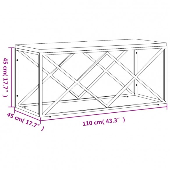 Table basse acier inoxydable et bois massif de récupération