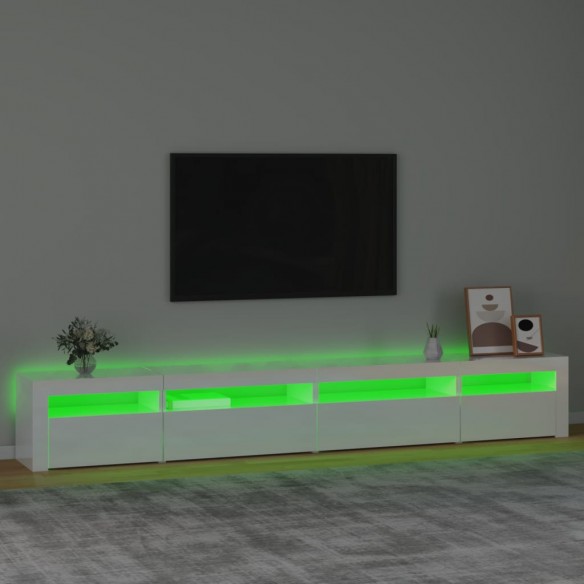 Meuble TV avec lumières LED Blanc brillant 270x35x40 cm