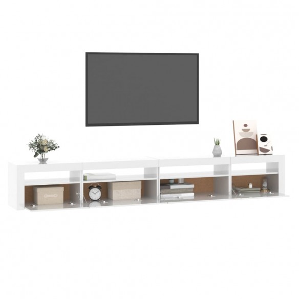 Meuble TV avec lumières LED Blanc brillant 270x35x40 cm