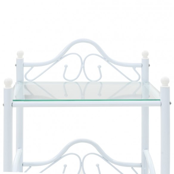 Table de chevet 2 pcs Acier et verre trempé 45x30,5x60 cm Blanc