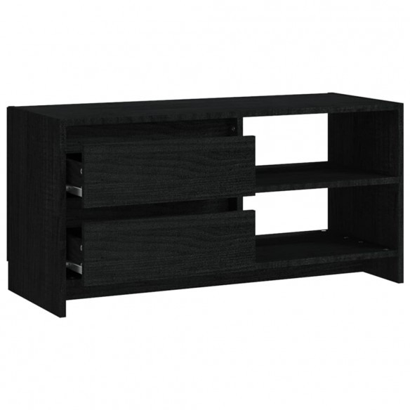 Meuble TV Noir 80x31x39 cm Bois de pin massif