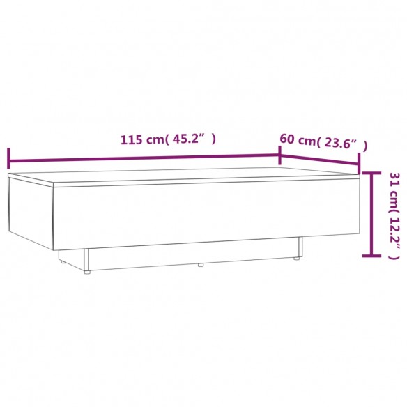 Table basse Chêne fumé 115x60x31 cm Bois d'ingénierie