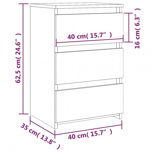 Table de chevet Chêne marron 40x35x62,5 cm Bois d'ingénierie