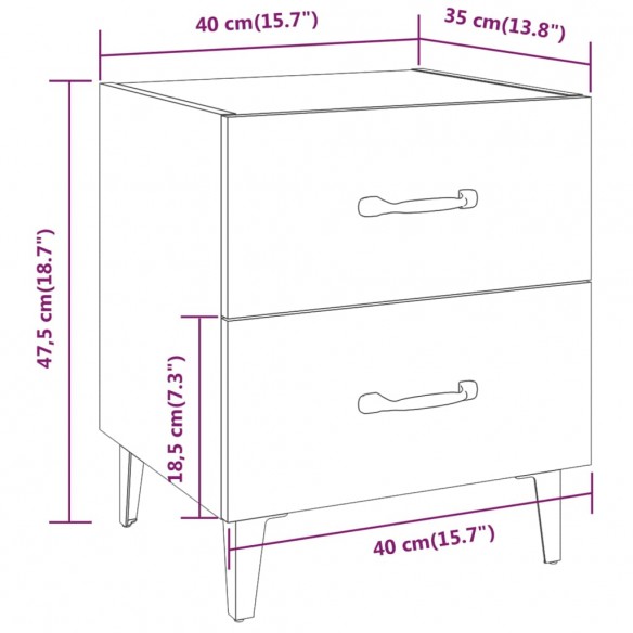 Tables de chevet 2 pcs Noir 40x35x47,5 cm