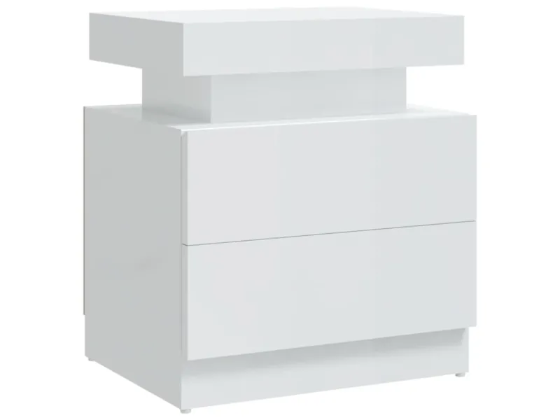 Table de chevet Blanc brillant 45x35x52 cm Aggloméré