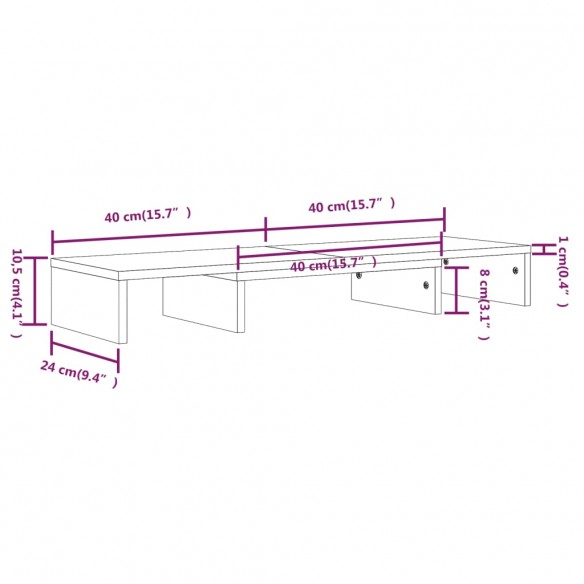 Support de moniteur Marron miel 80x24x10,5 cm Pin solide