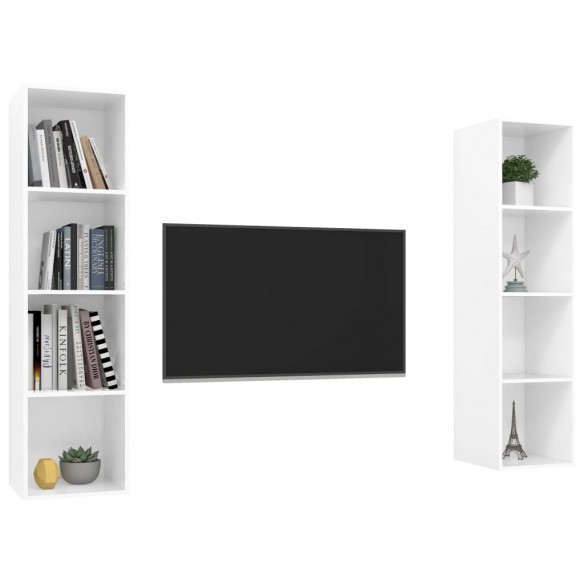 Meubles TV muraux 2 pcs Blanc brillant Aggloméré