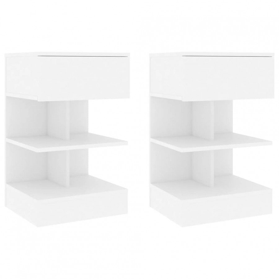 Tables de chevet 2 pcs Blanc 40x35x65 cm Aggloméré