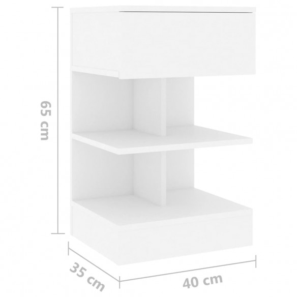 Tables de chevet 2 pcs Blanc 40x35x65 cm Aggloméré