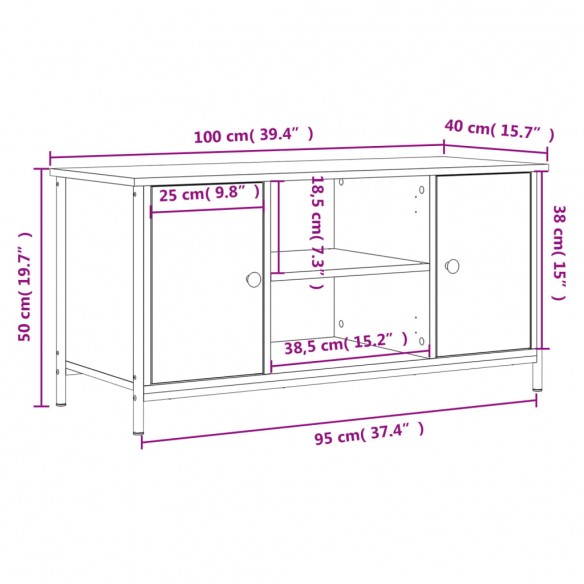 Meuble TV Sonoma gris 100x40x50 cm Bois d'ingénierie