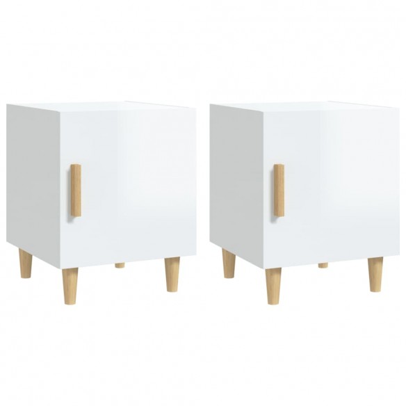 Tables de chevet 2 pcs Blanc brillant Bois d'ingénierie