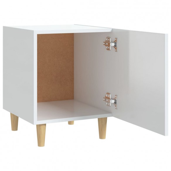 Tables de chevet 2 pcs Blanc brillant Bois d'ingénierie