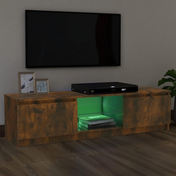 Meuble TV avec lumières LED chêne fumé 120x30x35,5 cm