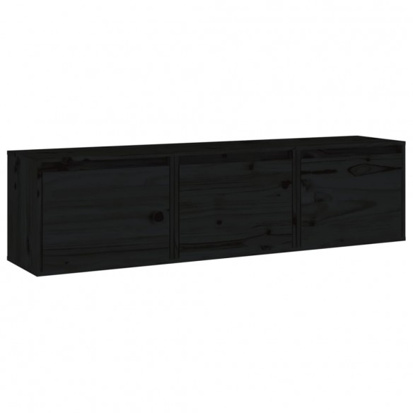 Meubles TV 3 pcs Noir Bois massif de pin