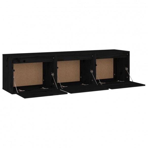 Meubles TV 3 pcs Noir Bois massif de pin