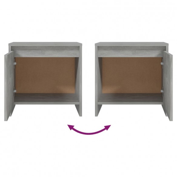 Tables de chevet 2 pcs Gris béton 45x34x44,5 cm Aggloméré