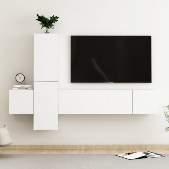 Ensemble de meubles TV 5 pcs Blanc Aggloméré