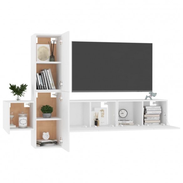 Ensemble de meubles TV 5 pcs Blanc Aggloméré