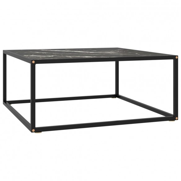 Table basse Noir avec verre marbre noir 80x80x35 cm