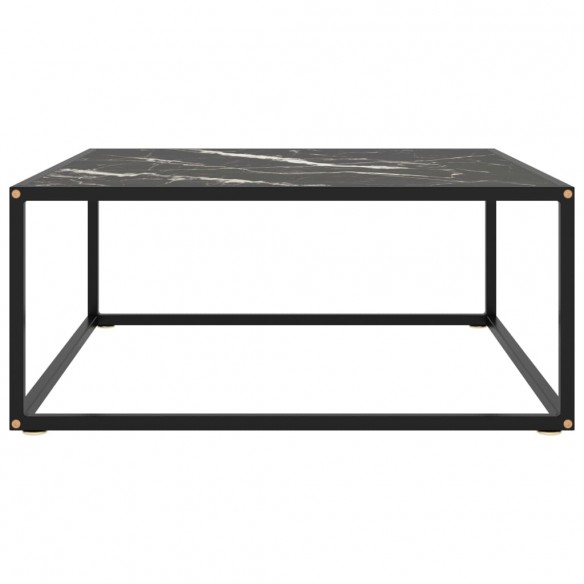 Table basse Noir avec verre marbre noir 80x80x35 cm