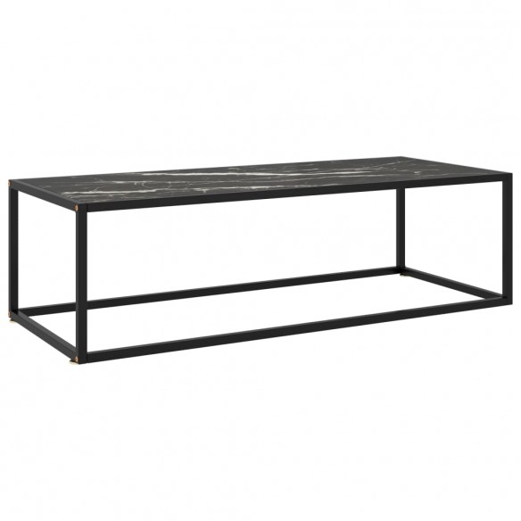 Table basse Noir avec verre marbre noir 120x50x35 cm